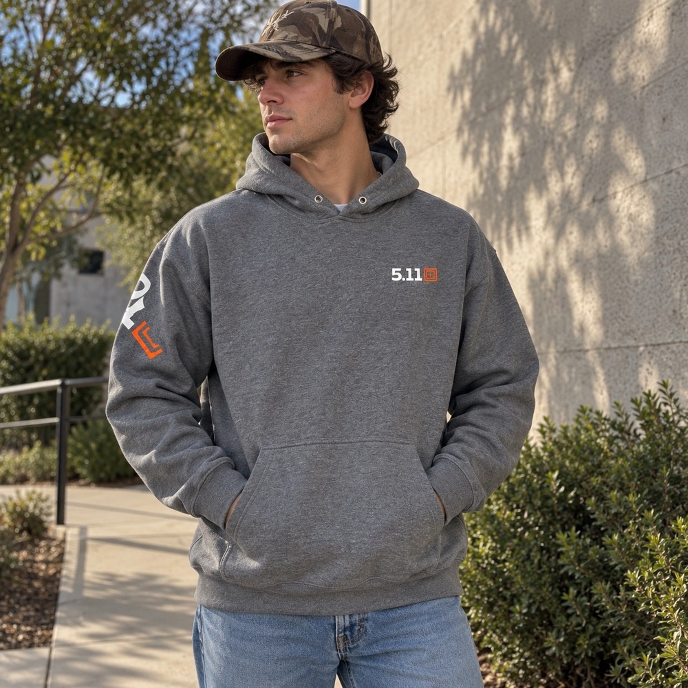 5.11 Tactical Hoodie Mens Large Gray Always Be Ready Logo Pullover Outdoors